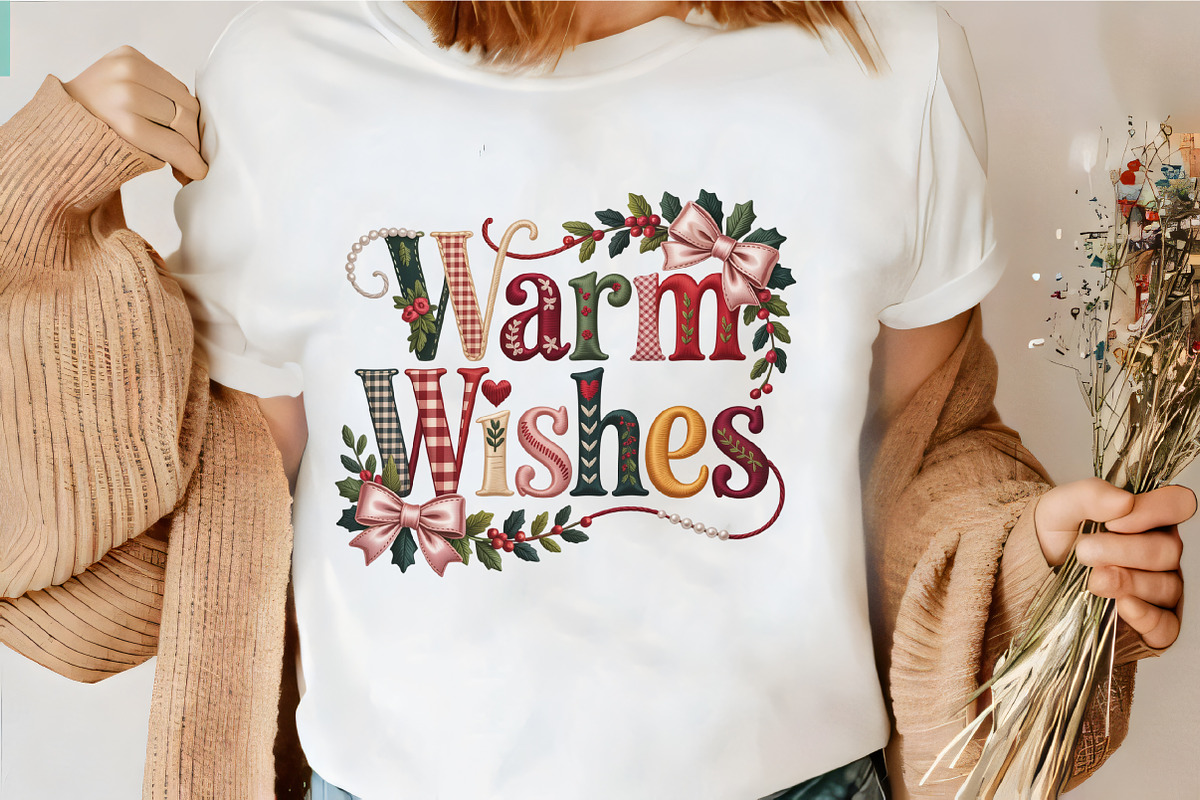 Faux Embroidery Warm Wishes Quote Cl, an Illustration by CrexoraLab (Photo 3 of 4)