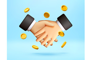 3D Businessman handshake with, a Finance Illustration by Abscent
