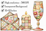 Patchwork Valentine's Day Clipart, an Illustration by Libby Wishes (Thumbnail 5 of 7)