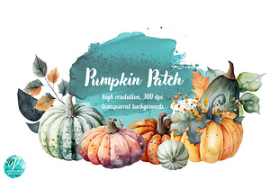 Watercolor Pumpkins, an Object Illustration by Verdigris Studios