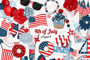 4th of July Clipart, an Illustration by GlamArtZhanna (Thumbnail 1 of 3)