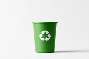 Green recycling bin with a white, an Industrial Photo by MistyDay