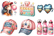 Retro Girly Baseball png Clipart, an Illustration by Watercolor design (Thumbnail 4 of 4)