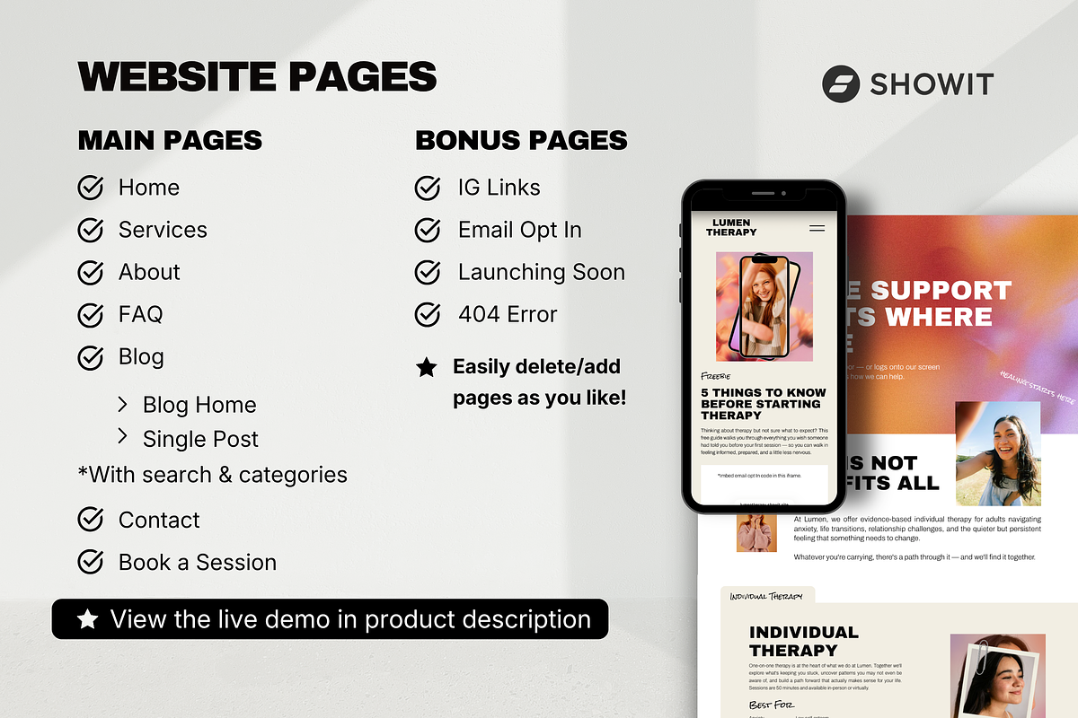 Therapist & Coach Website Showit, a Squarespace Template by Warmsoulgallery (Photo 9 of 13)