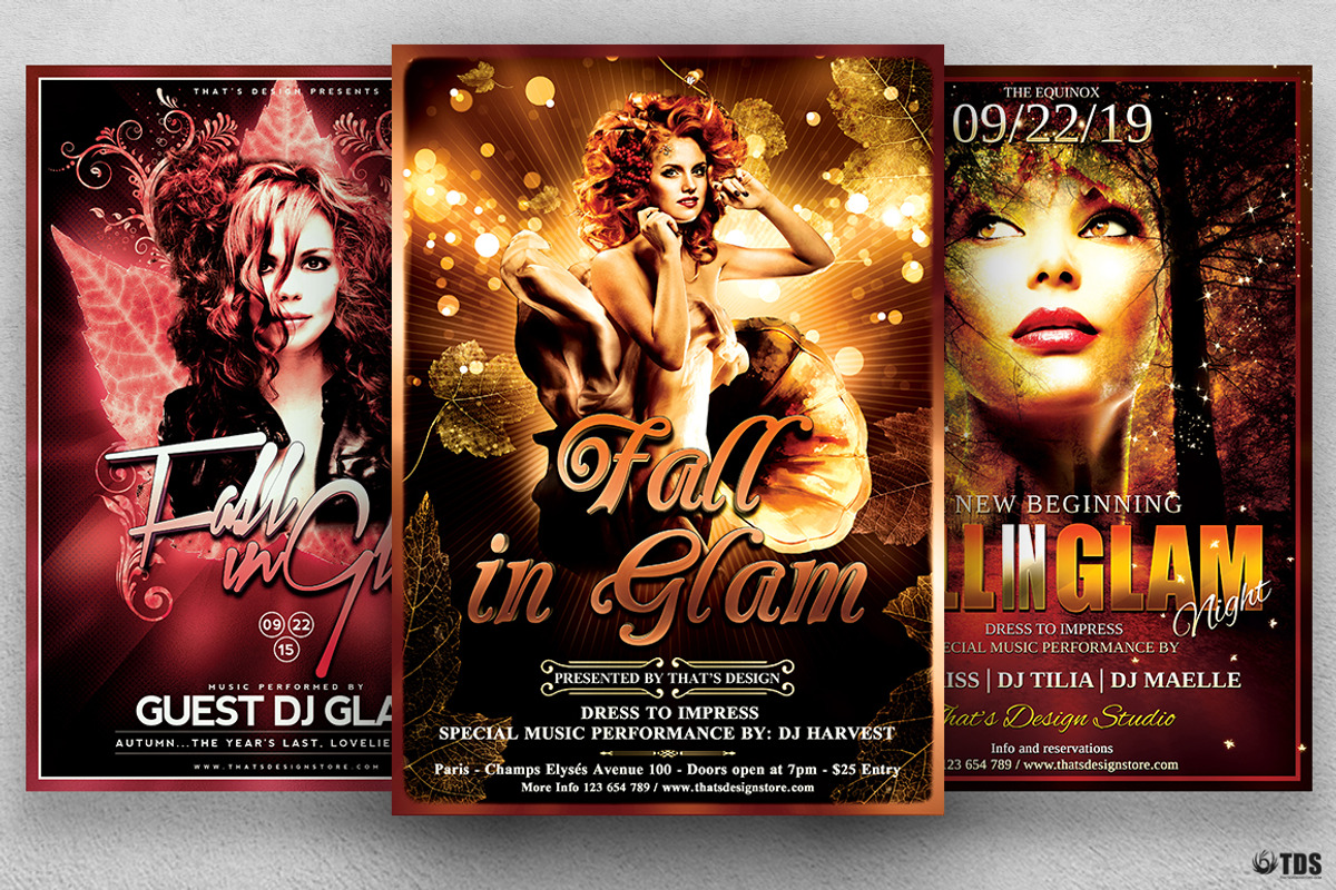 Fall in Glam Flyer Bundle V1, a Flyer Template by ThatsDesign Art