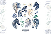 Watercolor horses and flowers, an Animal Illustration by NataliMiasStore (Thumbnail 2 of 6)