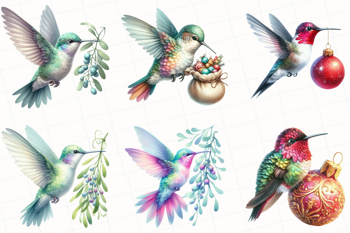 Christmas Hummingbird Clipart, an Illustration by OK Design (Photo 5 of 5)