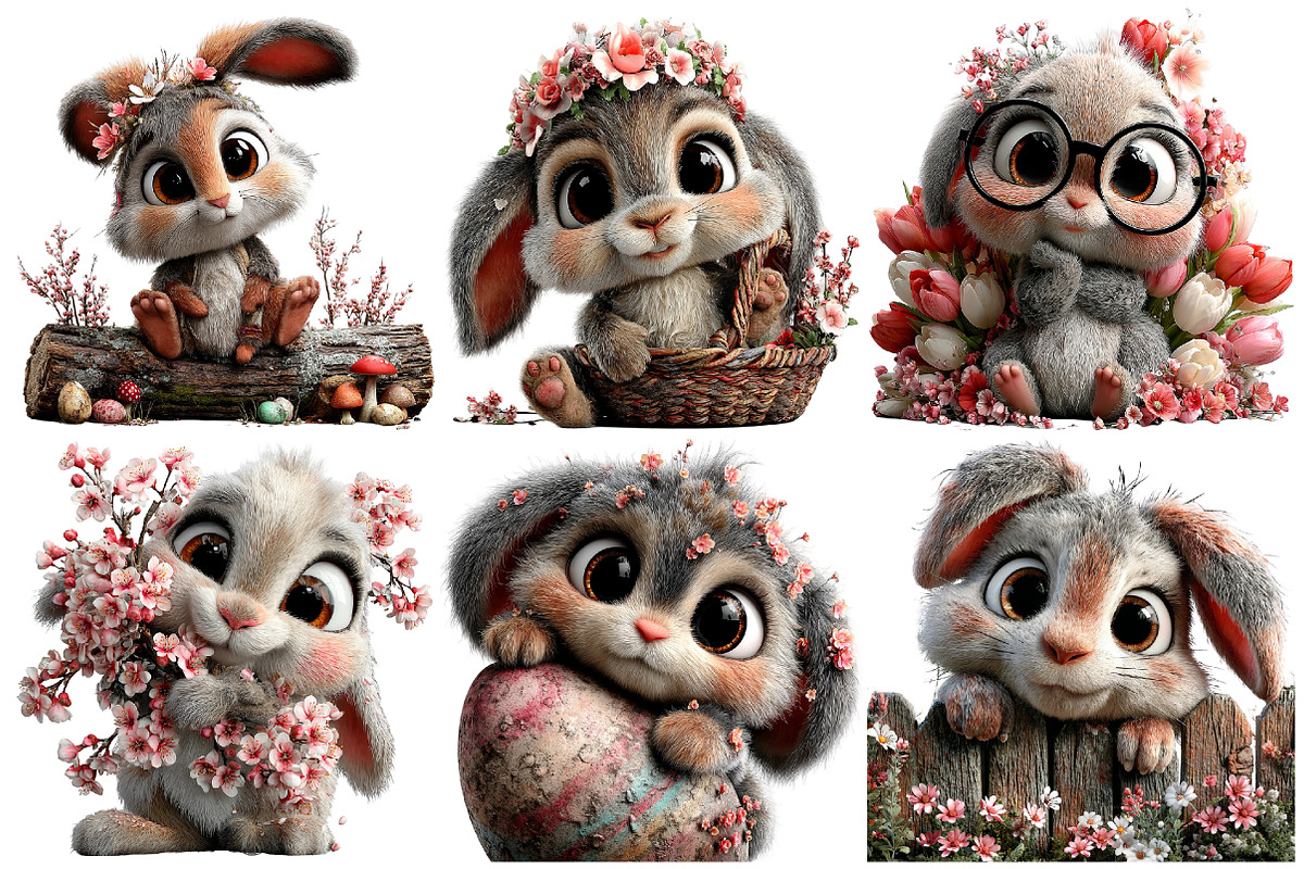 Whimsical Easter Bunny Clipart, an Illustration by Pixels.Craft (Photo 5 of 5)