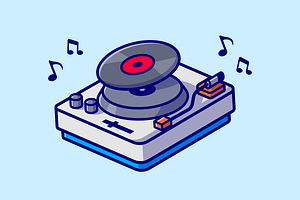 Turntable With Vinyl Cartoon, a Technology Illustration by Catalyst Labs