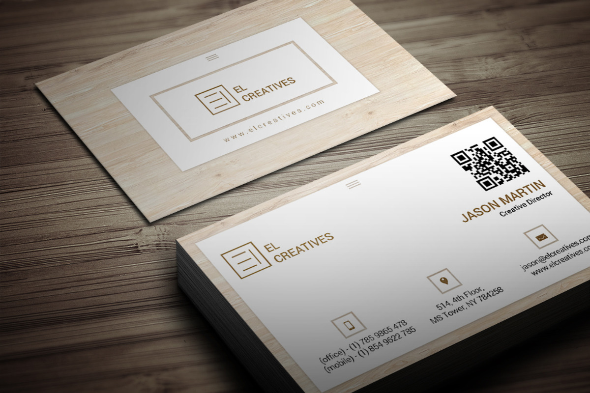 Clean Wooden Business Card, a Business Card Template by bouncy (Photo 1 of 4)