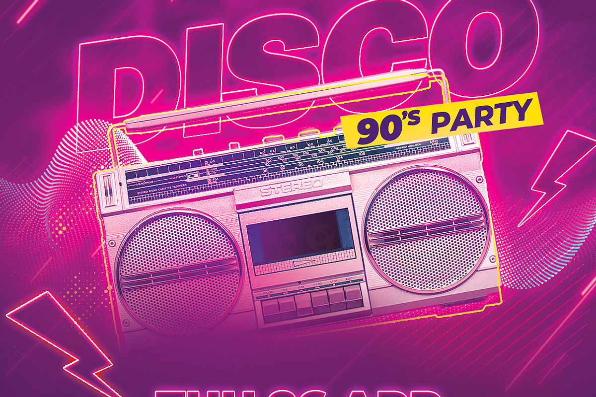 90s Party Flyer Template, a Flyer Template by Hotpin (Photo 3 of 3)