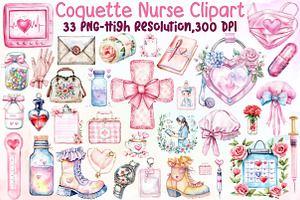 Watercolor Coquette Nurse Clipart, an Illustration by Sublimation Artist