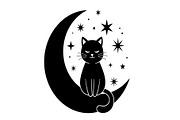 50 Cat Moon Silhouette Vector Bundle, an Illustration by jahid234 (Thumbnail 24 of 51)