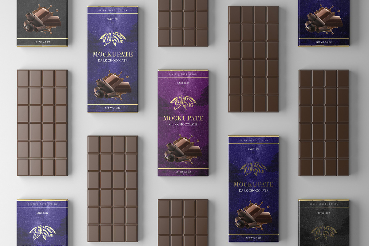 Chocolate Bar Packaging Mockup, a Packaging Mockup by Seven Lights (Photo 8 of 17)