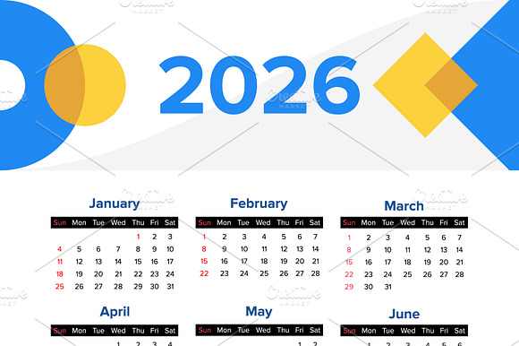 2026 Calendar Layout. preview 2
