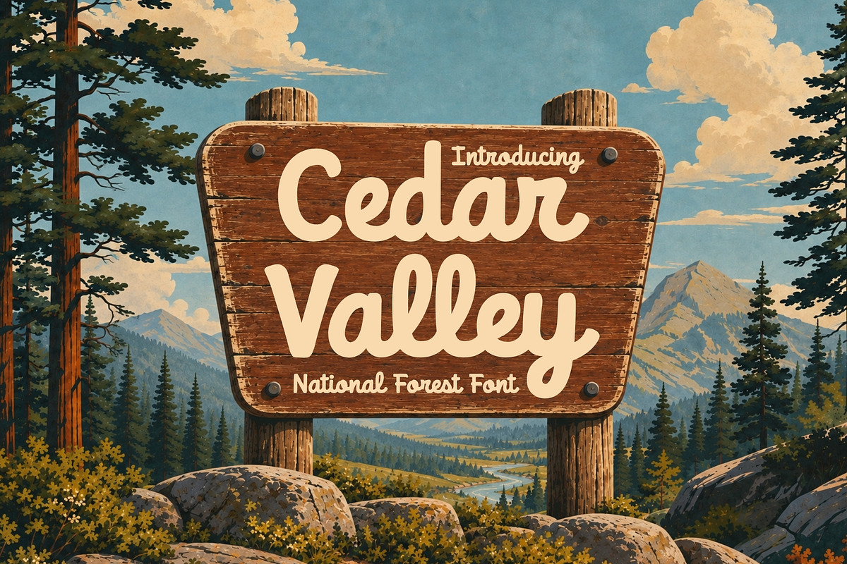 Cedar Valley - National Park Font, a Script Font by HipFonts (Photo 1 of 10)