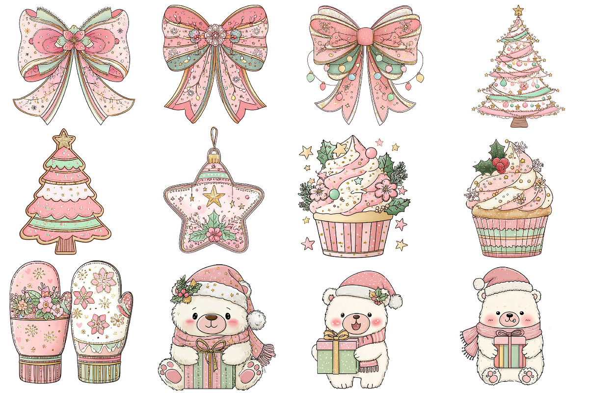 Pastel Christmas Clipart, an Illustration by Designworld (Photo 3 of 5)