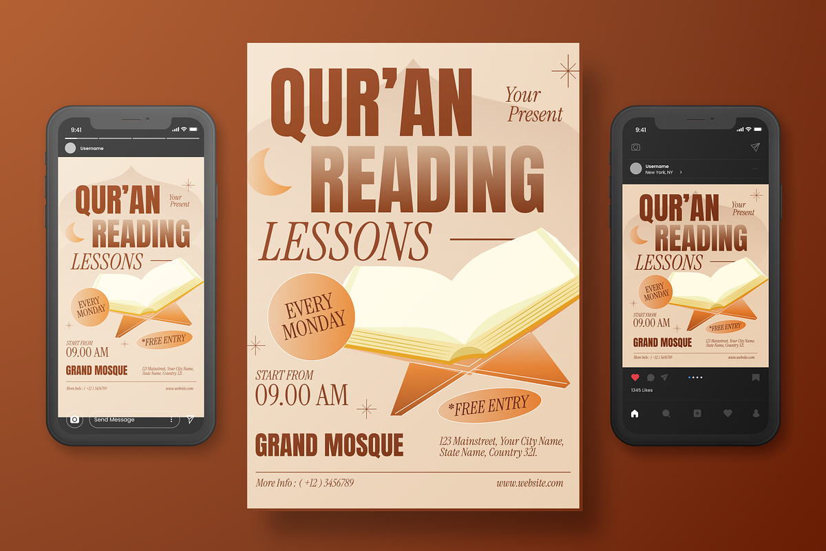 Quran Reading Lessons Flyer Set, a Flyer Template by Annora Studio (Photo 3 of 6)