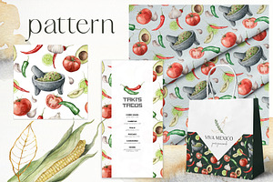 Watercolor Mexican Food Collection