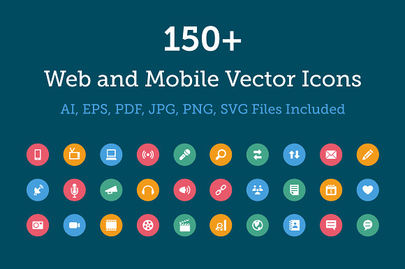 150 Web And Mobile Vector Icons