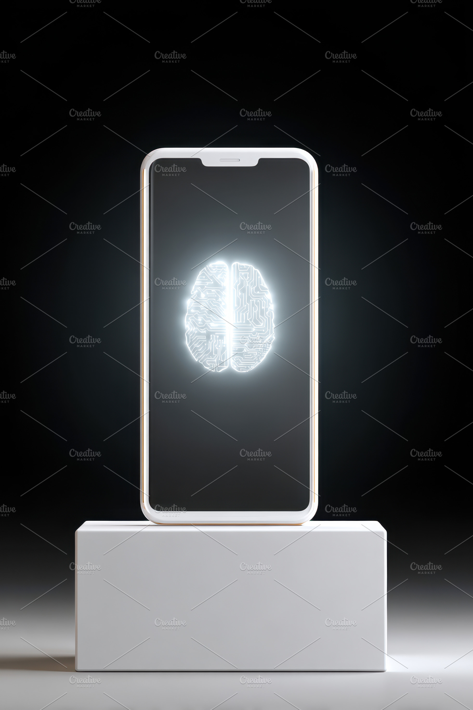 Smartphone with glowing brain illustration, a Technology Photo by AlyaAnd