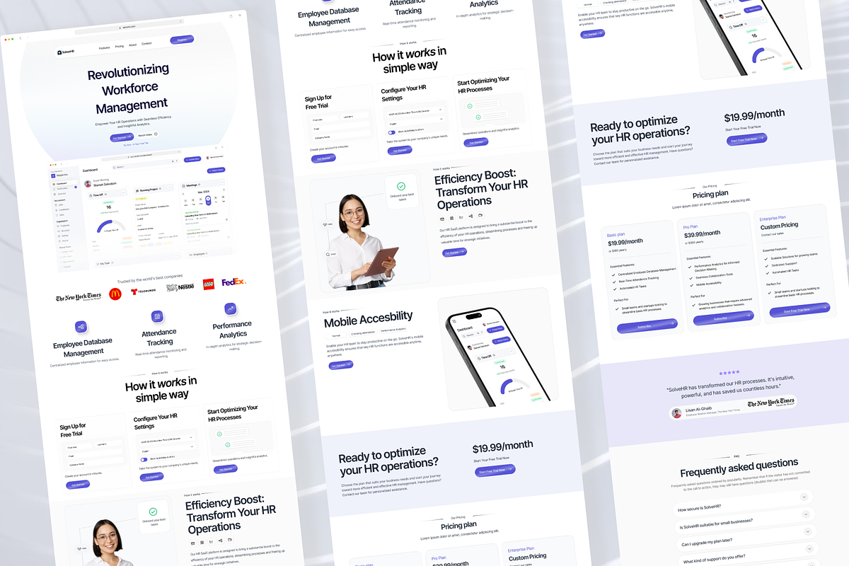 SolveHR - HR SaaS Landing Page, a Landing Page Template by Eureka Supply (Photo 3 of 5)