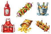 Watercolor Bbq Barbecue Clipart, an Illustration by CreationArt (Thumbnail 3 of 5)