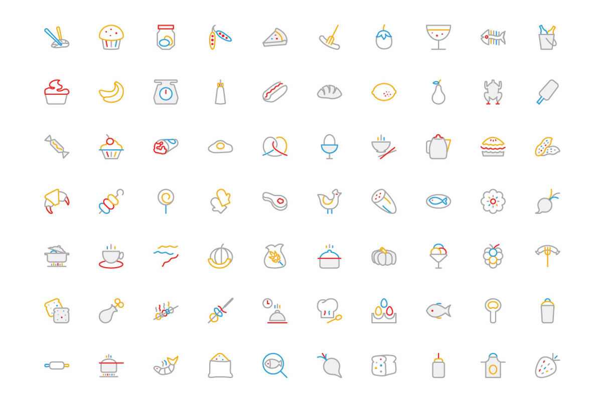 300 Food Colored Line Icons preview 3