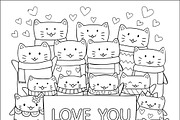 10 Cute cats coloring pages, an Illustration by Somjai King (Thumbnail 4 of 11)