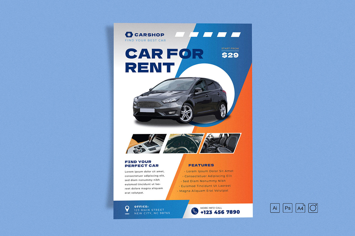 Simple Car For Rent, a Flyer Template by Me55enjah Design (Photo 2 of 4)