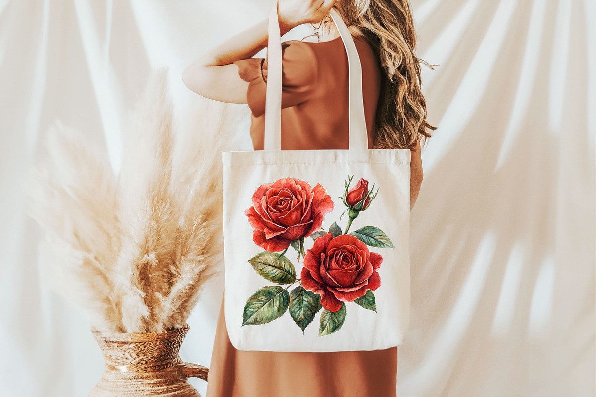 Red Lithograph Roses Clipart, an Illustration by Pixels.Craft (Photo 5 of 7)