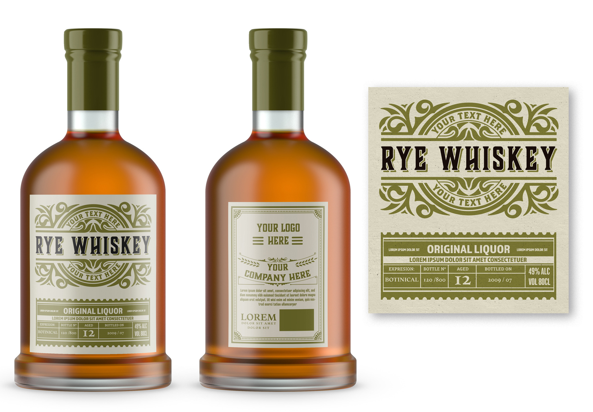 Vintage Liquor Bottle Packaging, a Flyer Template by OneVectorStock