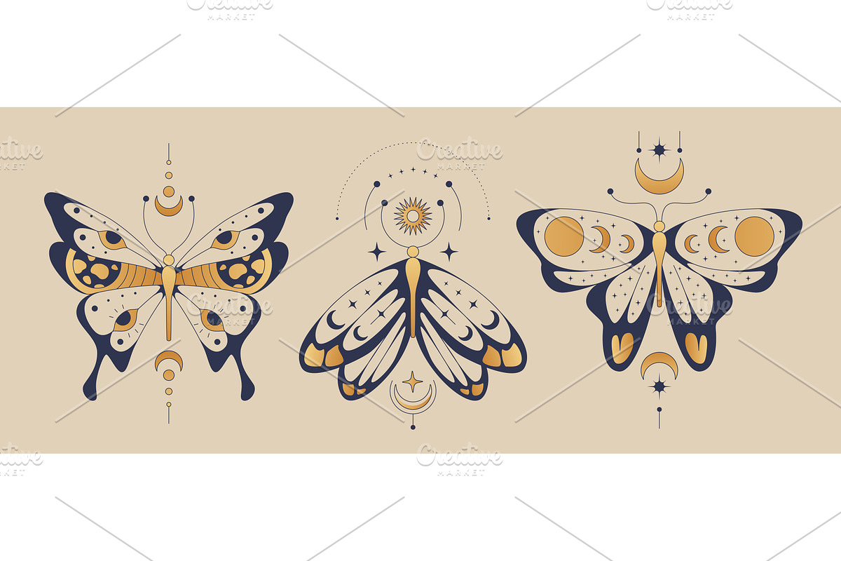 Mystical moon butterfly in boho, an Animal Illustration by art PVP - market