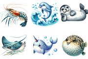Watercolor Sea Animal Clipart, an Illustration by DreamArtGraphic (Thumbnail 4 of 5)
