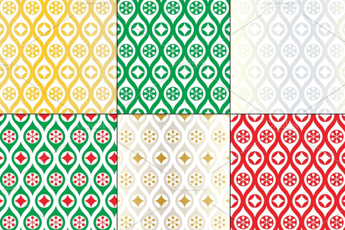 Seamless Christmas Ornament Patterns preview 5