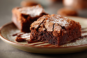 Chocolate brownie cake in plate, a Food & Drink Photo by AlyaAnd