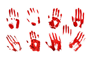 Red bloodstain handprints collection, an Object Illustration by art PVP - market