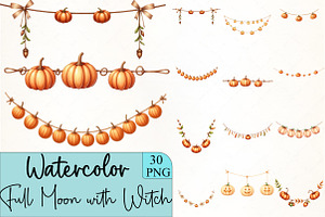 Garland with Pumpkins Clipart, an Illustration by CrexoraLab