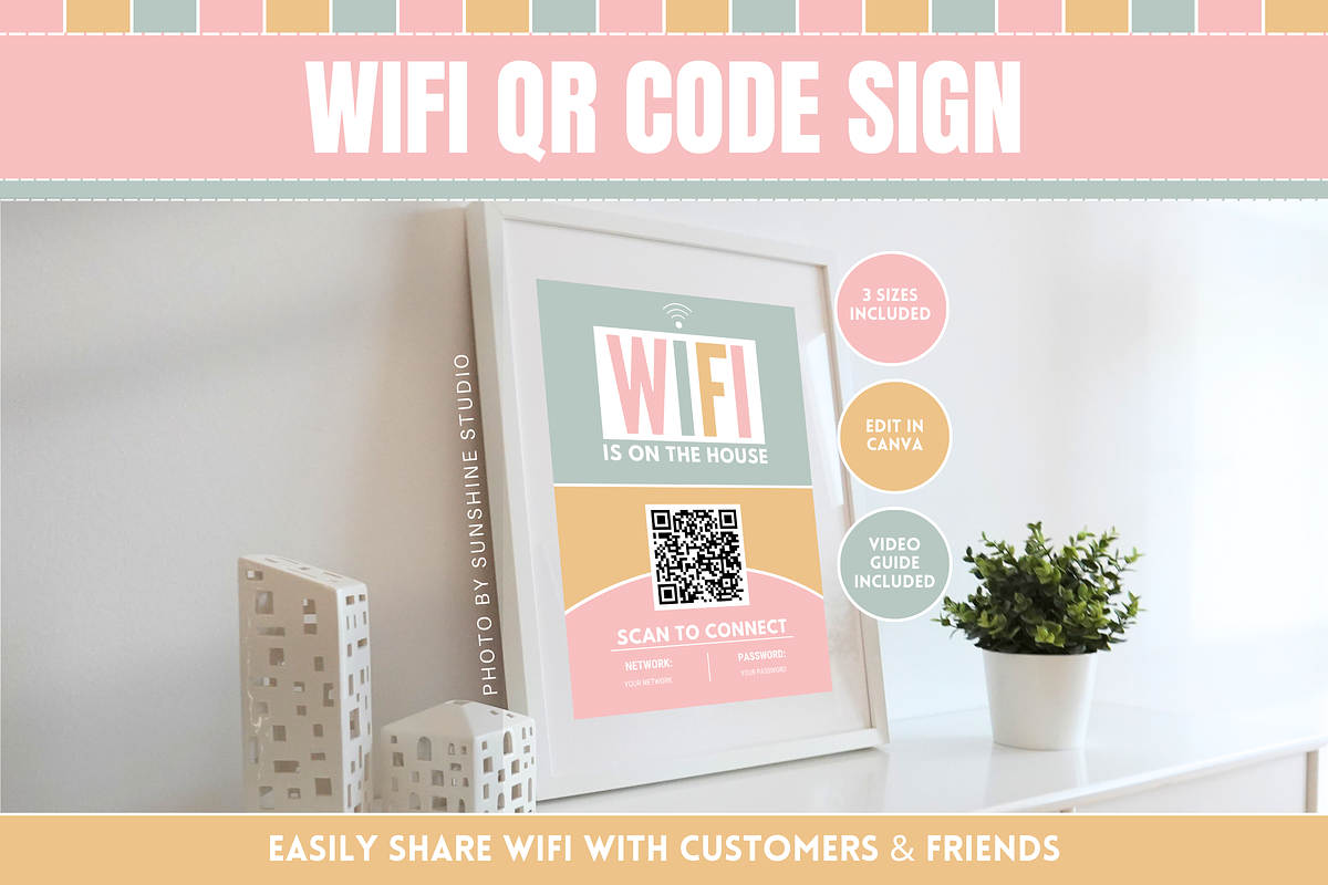 Olive Rose WiFi QR Code Sign, a Stationery Template by SunshineStudioBoutique (Photo 1 of 10)