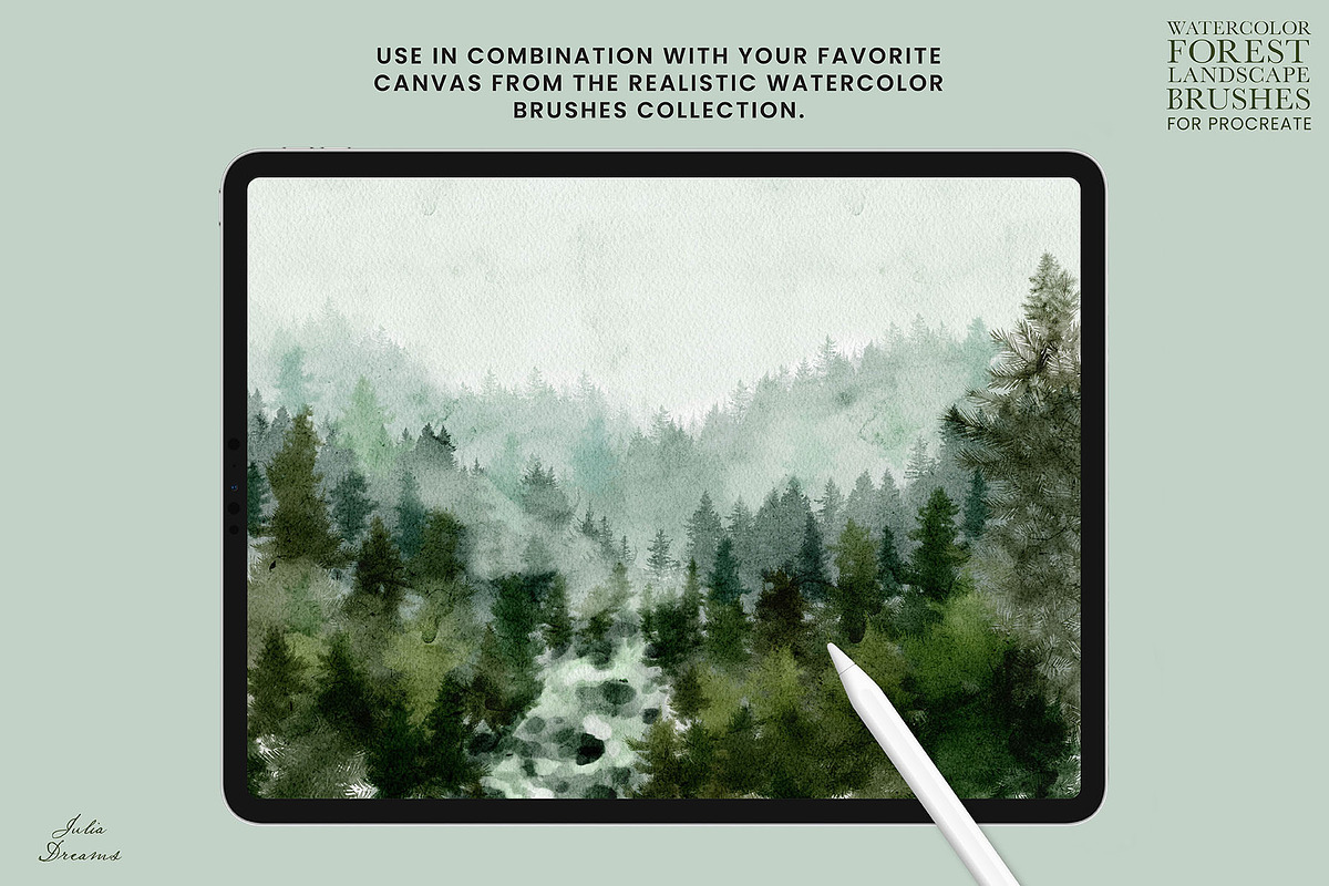 Forest Landscape Procreate Brushes, a Brush Add-On by Julia Dreams