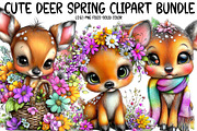 Cute Deer Spring Clipart Bundle, an Illustration by Designworld (Thumbnail 1 of 8)