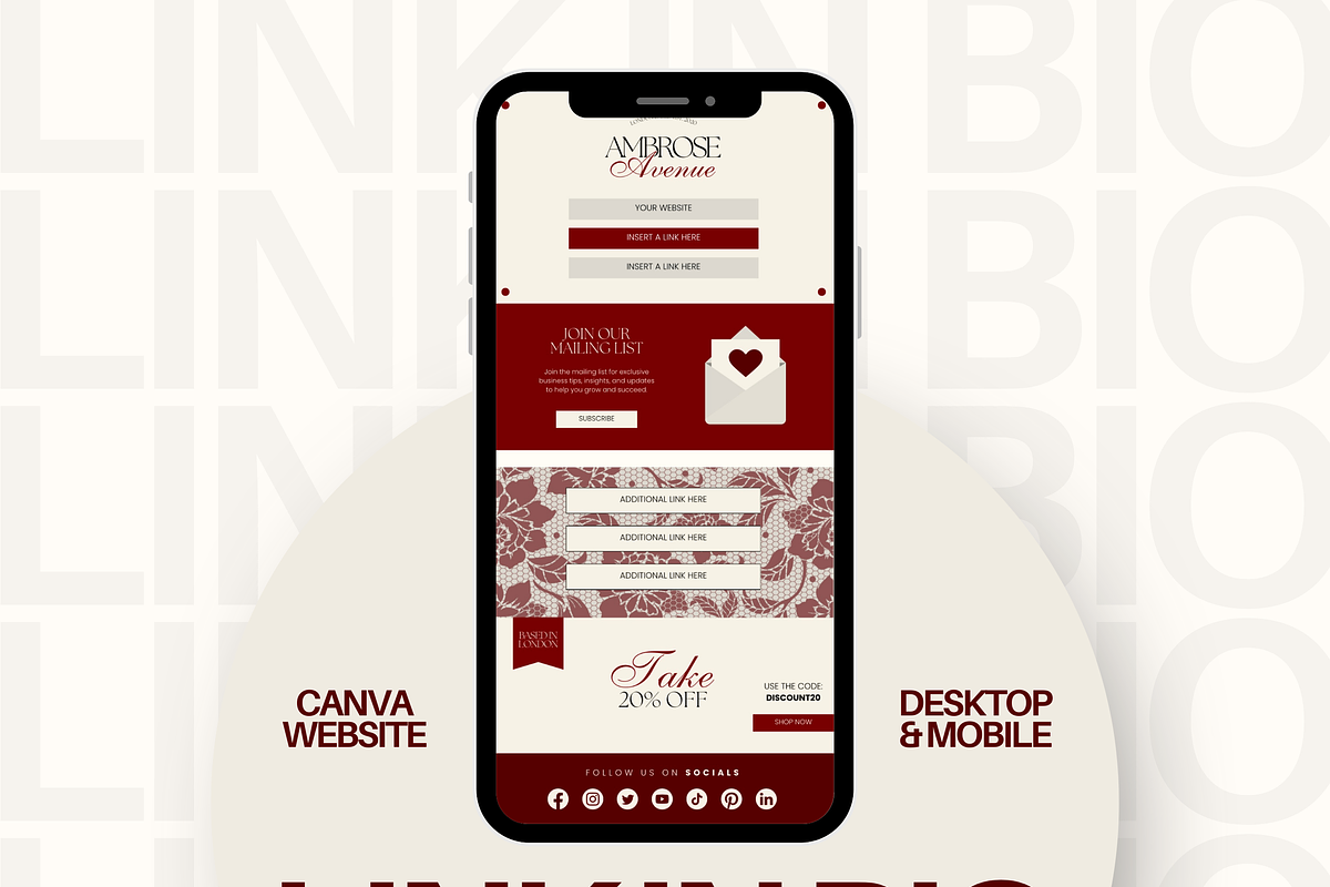Canva Link in Bio Template, a Landing Page Template by Branding Babe Co. (Photo 1 of 5)