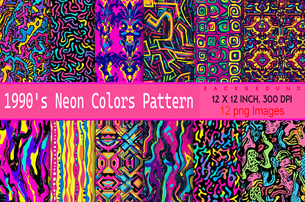 1990's Neon Colors Pattern, a Pattern Graphic by Printable Treasure