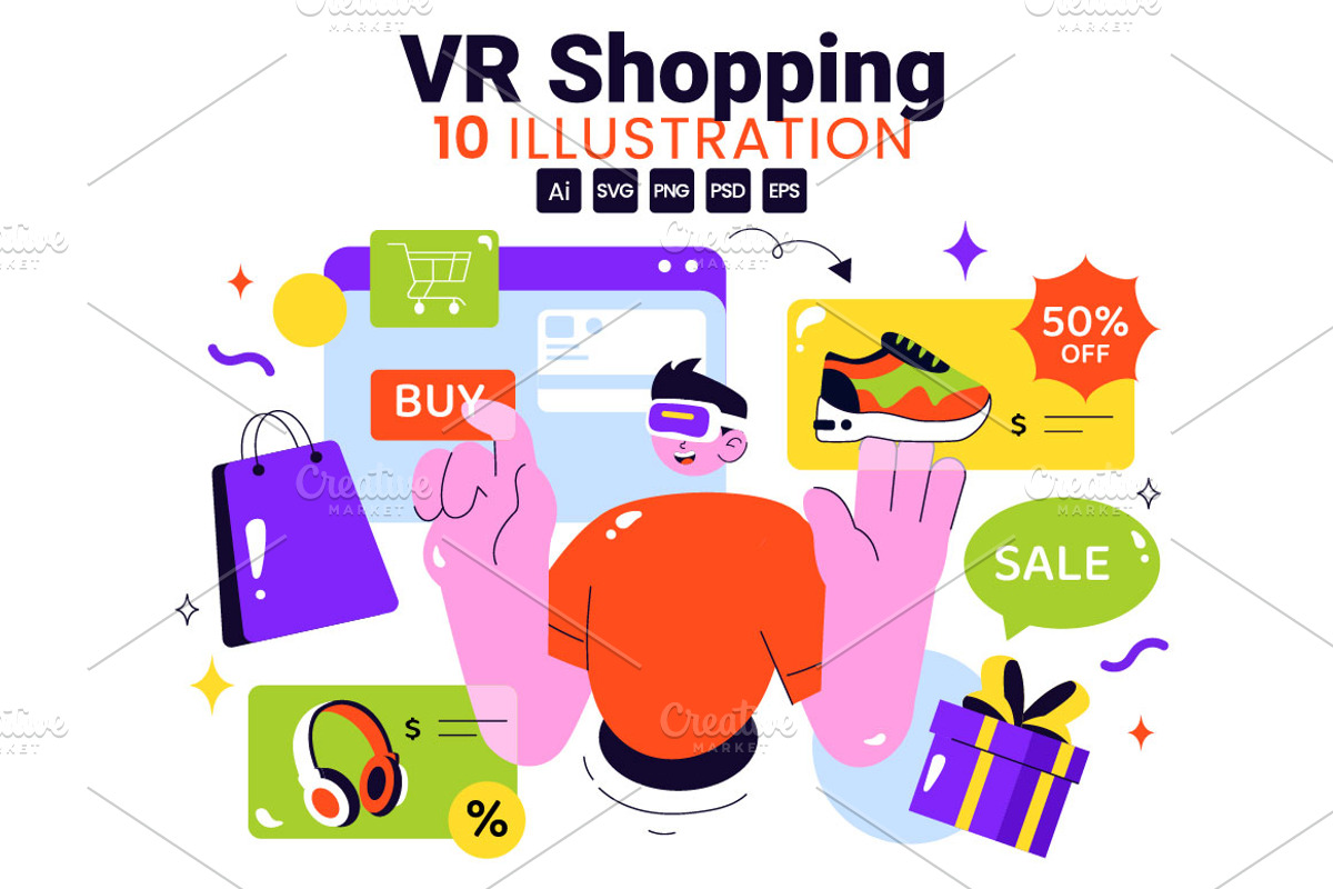 10 VR Shopping Illustration, a Technology Illustration by denayunebgt (Photo 1 of 4)