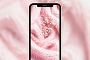 Soft Pink Knitted & Floral Phone BG, a Wallpaper Graphic by Kalindiprints (Thumbnail 4 of 6)