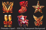Elegant Gold & Red Christmas Clipart, an Illustration by RobertsArt (Thumbnail 6 of 7)