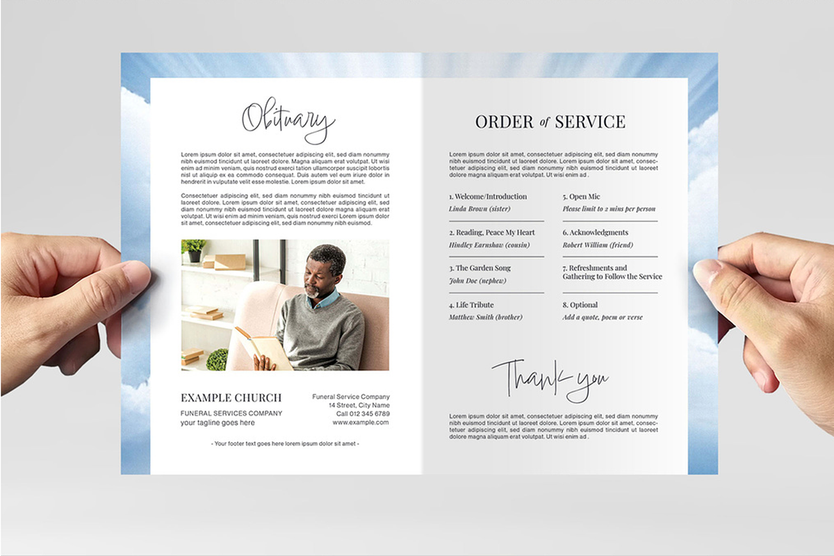 Sky Funeral Program Brochure Layout, a Brochure Template by Xtrahive (Photo 2 of 3)