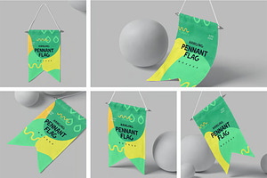 Hanging Pennant Flag Mockup, an Advertising Mockup by megostudi0