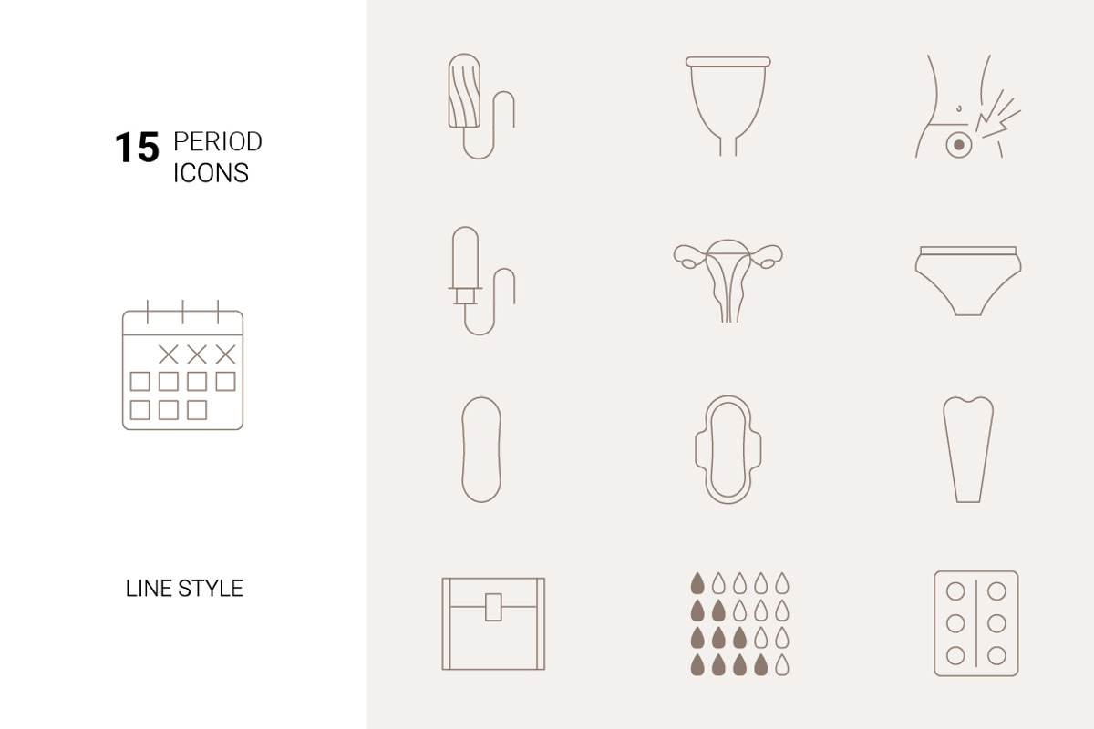Menstruation cycle icons set, an Outline Icon by mayrum (Photo 1 of 2)