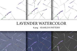 Watercolor Lavender Seamless Pattern